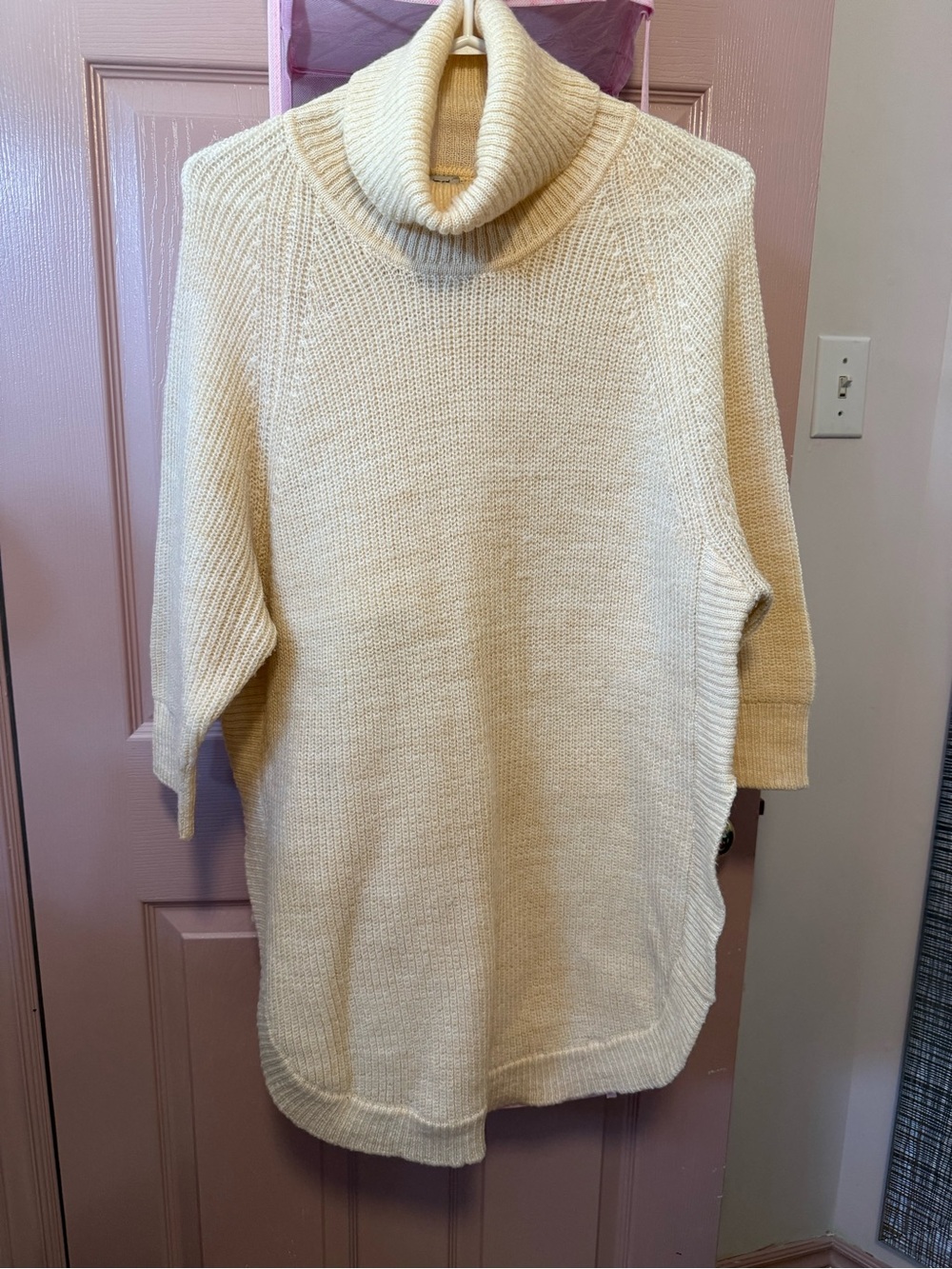 Tristan Cream Turtleneck Knit tunic Sweater - Cozy Oversized Pullover